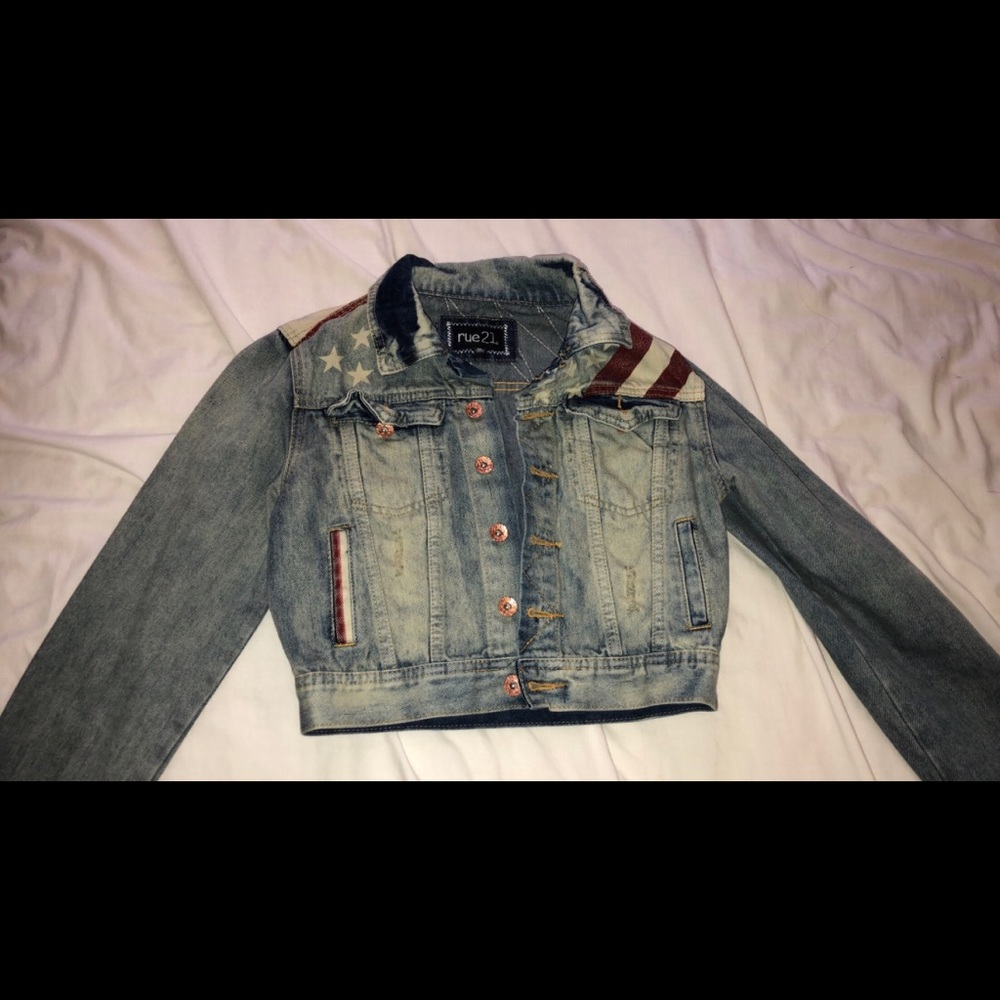 Rue21 American Flag Blue Jean Jacket